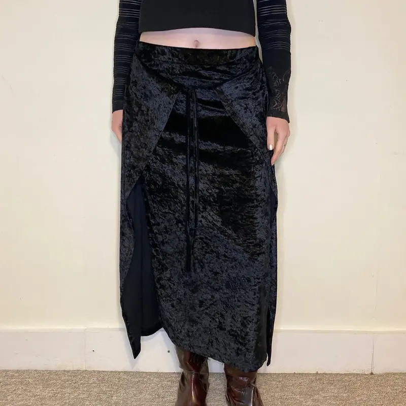 Cellophane Maxi Skirt - 28W UK 8 Black Velvet