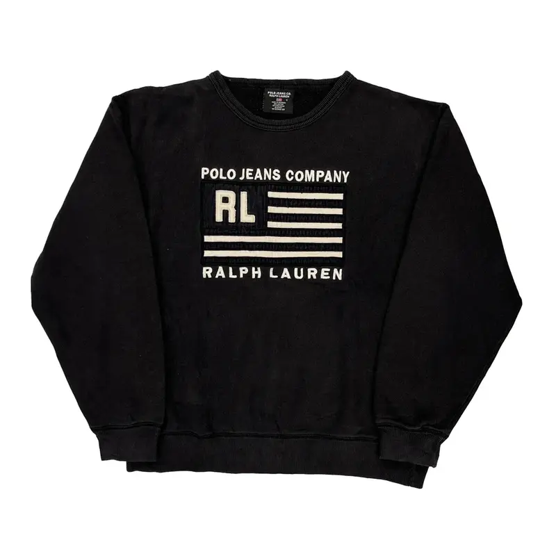 Ralph Lauren Graphic Sweatshirt - Small Black Cotton Blend
