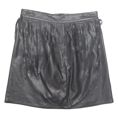 DIVIDER Womens Straight Skirt Black Short Leather UK 6