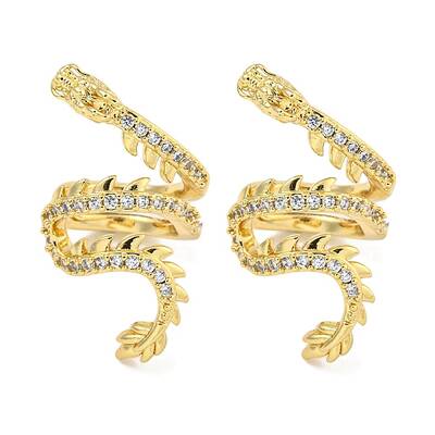 Brass Micro Pave Cubic Zirconia Cuff Earrings