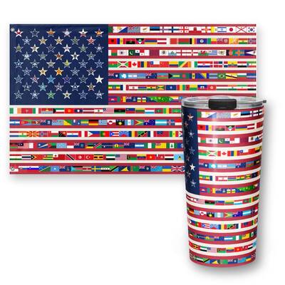 We Are America Keepsake Set: Flag 3x5 + Tumbler 20 oz
