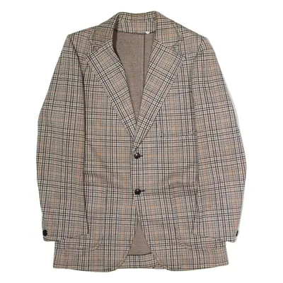 STANLEY Mens Blazer Jacket Beige Wool 90s Check M