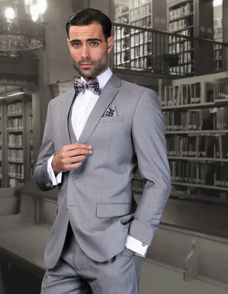Men's 3-Piece Ultra-Slim Wool Suit Solid Colors