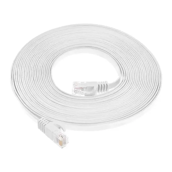 43081 Monoprice Cat6 Ethernet Patch Cable Flat FLEXboot Snagless RJ45 550MHz UTP Pure Bare Copper 30AWG 25ft White