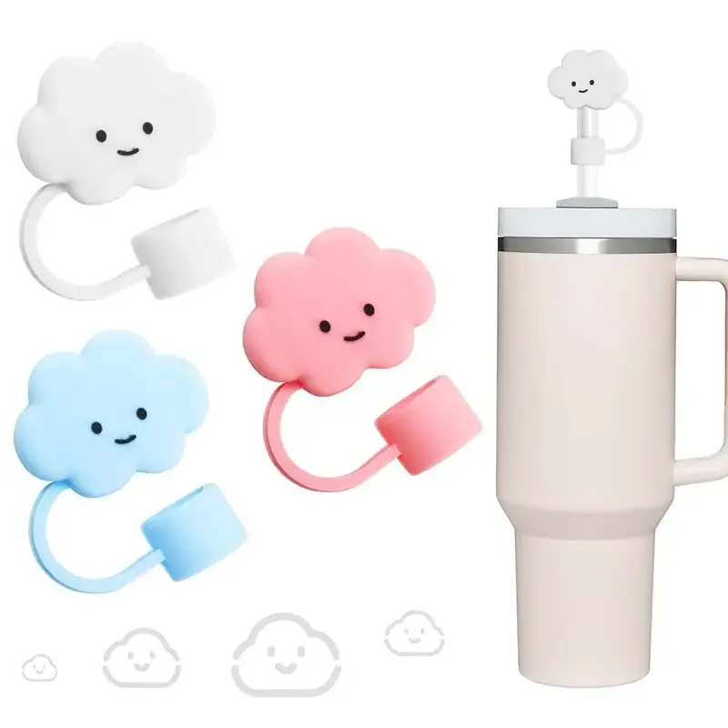 Cloud & Flower Shaped Straw Topper, 3/6/9/2/4 Counts Mini Cute Straw Lid, Drinkware Accessories for Home Office School Car Tr...