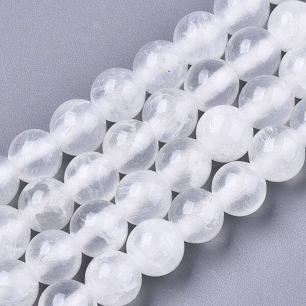 Natural Selenite Beads Strands