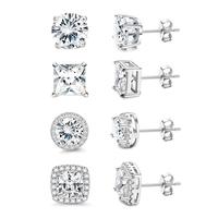 MILACOLATO Cubic Zirconia Stud Earrings | Hypoallergenic Sterling Silver Post Earrings | Big Brilliant Stud Earrings for Wome...