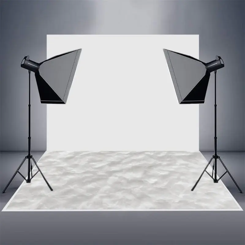 White Pleated Plush Photo Simple Rubber Floor Mat - Aperturee