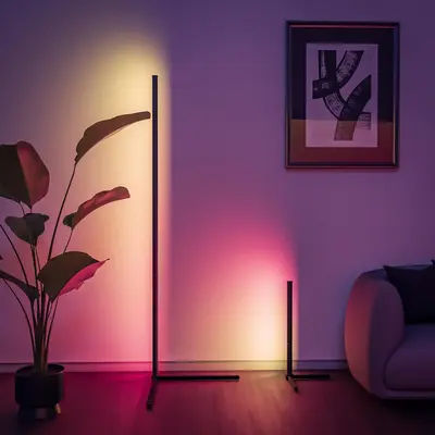 Smart LED Floor Lamp, USB Powered RGB Corner Lamp with APP & Remote Control, Color Changing Standing Floor Lamp for Bedroom ...
