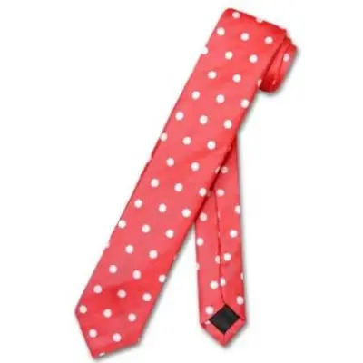 Mens New Years Outfit-Narrow Necktie Skinny Red W/ White Polka Dots Men's 2.5 Tie - Men's Neck Ties - Mens Dress Tie - Trendy...