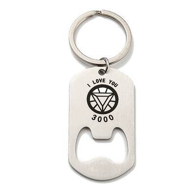Father's Day Gift 201 Stainless Steel Oval with Word Bottle Opener Keychains