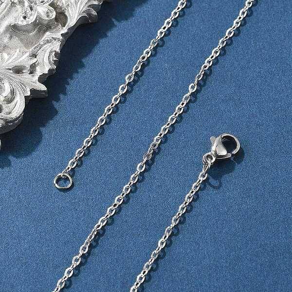 Tarnish Resistant Classic Plain 304 Stainless Steel Mens Womens Cable Chain Necklaces