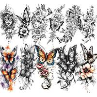 11 Sheets Waterproof Temporary Tattoo Stickers, 3D Multicolor Rose and Butterfly Designs for Arms, Chest, Abdomen, Back, Legs...