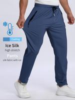 Men's Solid Zipper Pocket Joggers Pants, Regular Fit Casual Comfy Breathable Elastic Waist Trousers for Outdoor Activities, M...