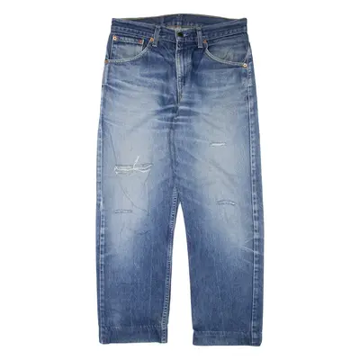 LEVI'S 521 02 Distressed Jeans Blue Denim Slim Straight Stone Wash Mens W29 L26