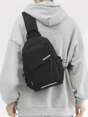 Nylon Casual Letter Print Chest Bag for Women with Zipper, Durable Summer 2025 Trendy Compact Fanny Pack, Belt Bag with A...