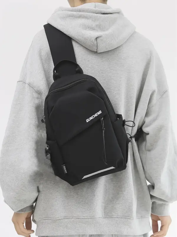 Nylon Casual Letter Print Chest Bag for Women with Zipper, Durable Summer 2025 Trendy Compact Fanny Pack, Belt Bag with A...