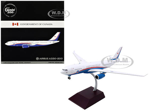 Airbus A330-200 Commercial Aircraft Government of Canada - Royal Canadian Air Force (330002) White and Blue with Red Stripes ...