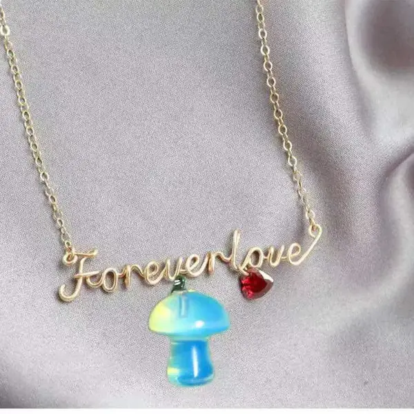 LPQ Non-Natural Crystal Handmade Custom Name Necklace Gifts for Women Teen Girls (Gold Color) Natural Opal Cailin Pendant