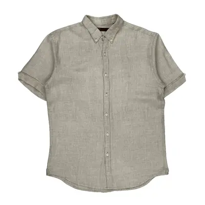 Perry Eliis Short Sleeve Shirt - Large Grey Linen