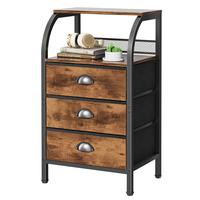 Jixlantuc Nightstand with 3 Drawers and 2-Tier Shelf, Fabric Small Dresser Organizer Vertical Storage Tower for Bedroom, Clos...