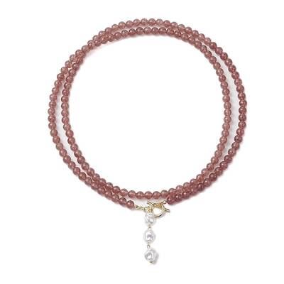 Natural Strawberry Quartz Beaded Necklaces