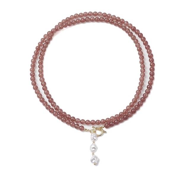 Natural Strawberry Quartz Beaded Necklaces