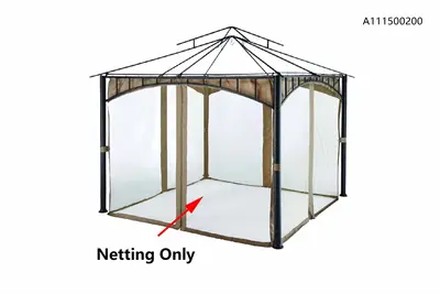 CANVAS Fabric Outdoor/Patio Gazebo Netting for Havana Gazebo, Brown, 115x115x88-in
