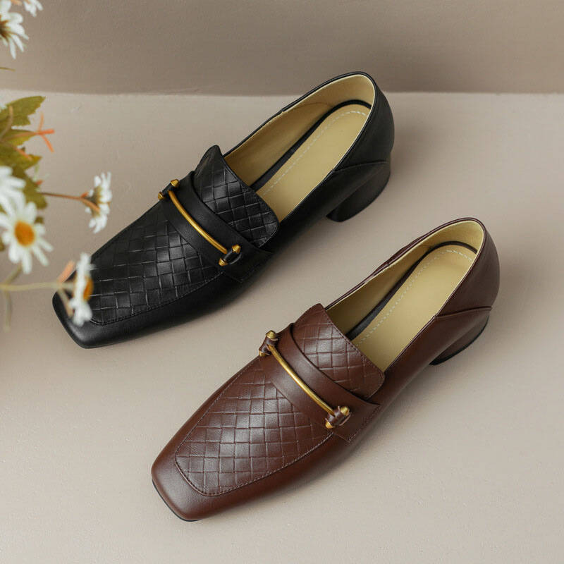 CHIKO Imena Square Toe Block Heels Loafers Shoes