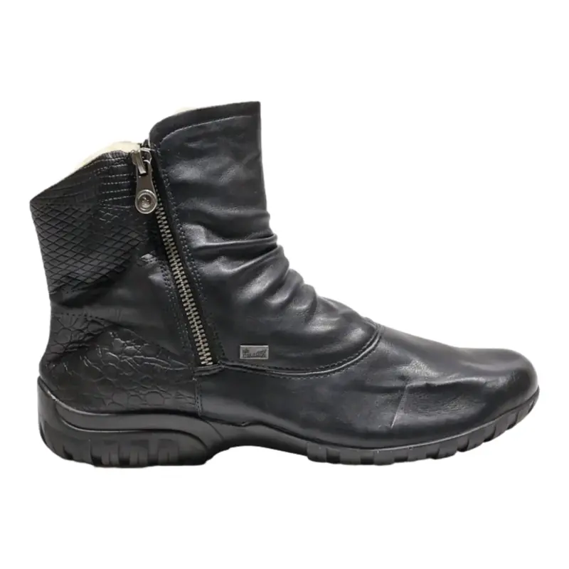 RIEKER Ankle Boots Black Leather Womens UK 7