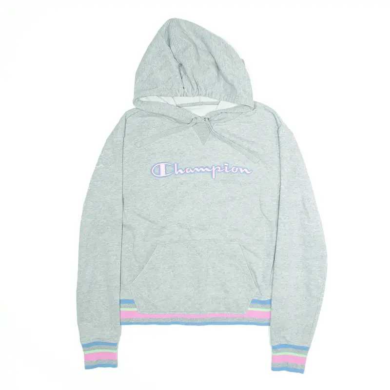 CHAMPION Embroidered Grey Pullover Hoodie Womens S