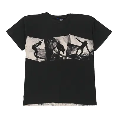 Single Stitch Age 14-16. Unbranded Graphic T-Shirt - Large Black & White Cotton