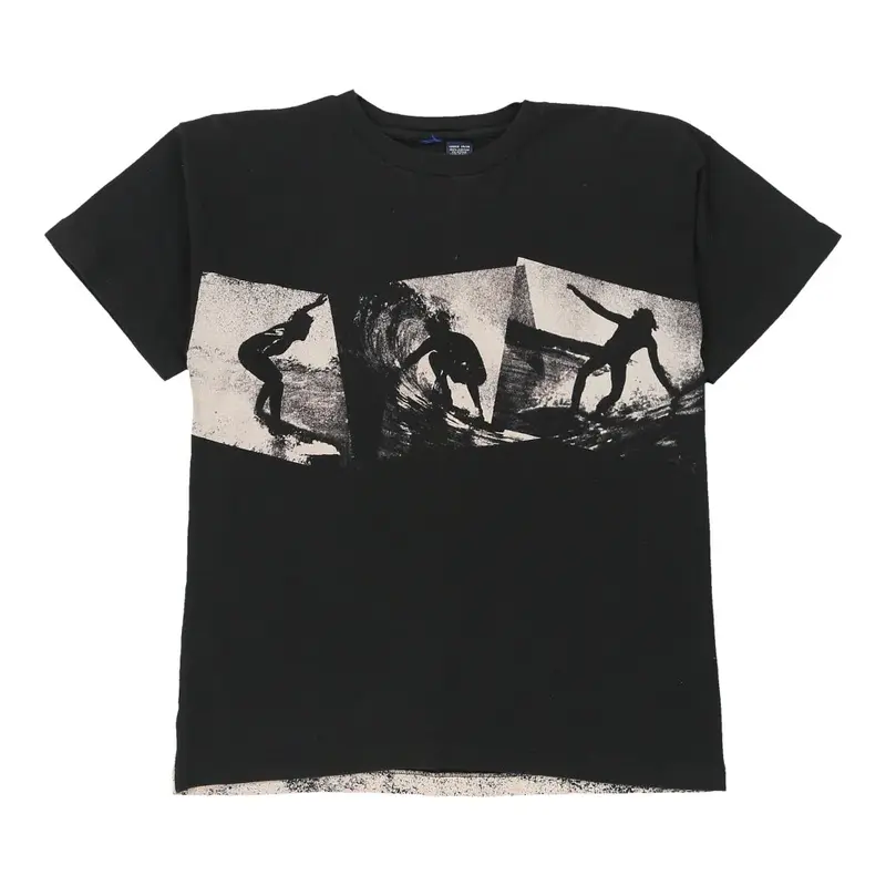 Single Stitch Age 14-16. Unbranded Graphic T-Shirt - Large Black & White Cotton