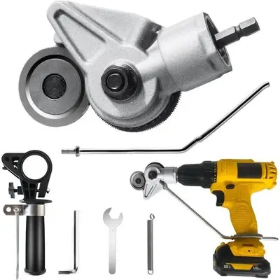 Sheet Metal Cutter Drill Attachment, Electric Drill Shears, Metal Nibbler Drill Attachment for Cutting Iron, White Sheet, Ste...