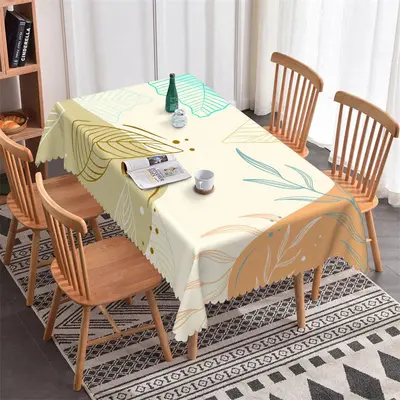 Modern Leaves Pattern Tablecloth For Dining Room - Aperturee
