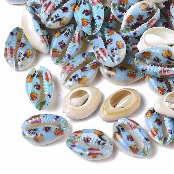 Printed Natural Cowrie Shell Beads
