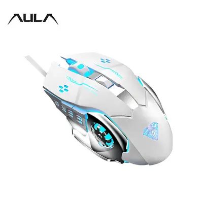 AULA S20 Wired Gaming Mouse, DPI Adjustable Gaming Mouse with Light Effect, Self-defined Macro Programming Plug-and-play Mous...