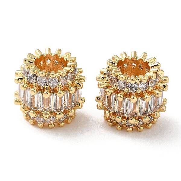 Brass Micro Pave Cubic Zirconia European Beads