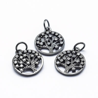 Brass Micro Pave Cubic Zirconia Charms