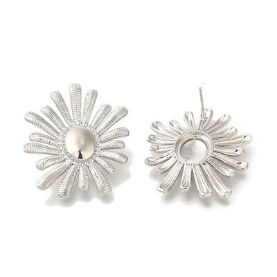Rack Plating Flower Brass Stud Earrings