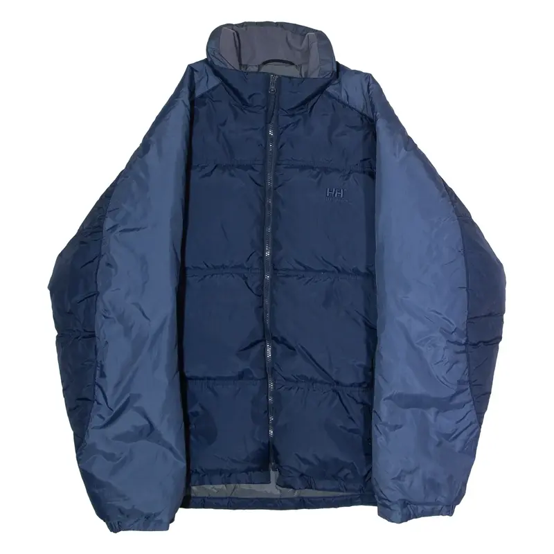 HELLY HANSEN Mens Puffer Jacket Blue Nylon Colourblock M