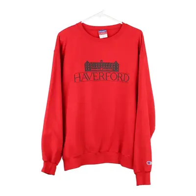 Haverford Champion Sweatshirt - Large Red Cotton Blend