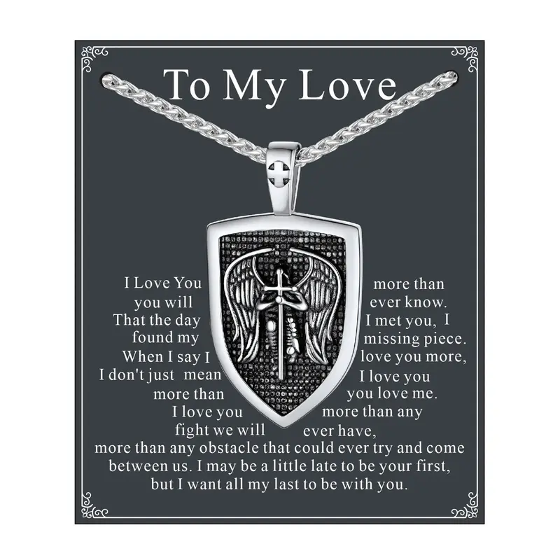 FaithHeart Shield Archangel St. Michael Protection Necklace Stainless Steel Perfect Gift