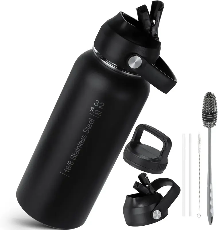 Long-term Thermal Insulation!Tactical 32 oz Water Bottle, Christmas Gift Choices！Insulated Stainless Steel Water Jug with S...