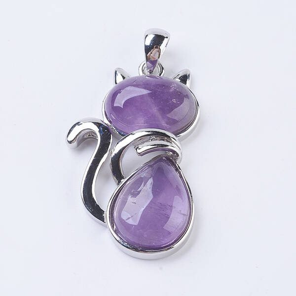 Natural Amethyst Kitten Pendants