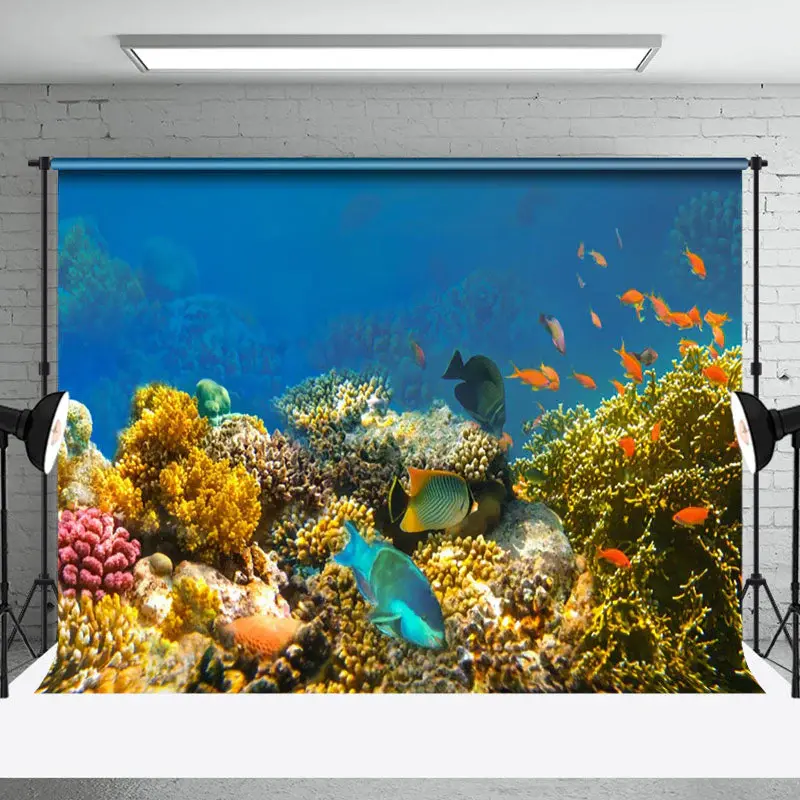 Various Fish Coral Undersea Natural Scenery Backdrop - Aperturee