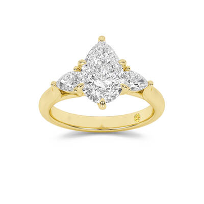 Lumina Three Stone Pear Shape Lab Grown Diamond Engagement Ring | 10K Yellow Gold 1 7/8 CT. TW.