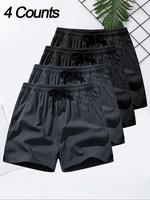Men's Solid Color Drawstring Waist Beach Shorts, Casual Breathable Comfortable Shorts for Summer, Men's Bottoms for Beach Vac...