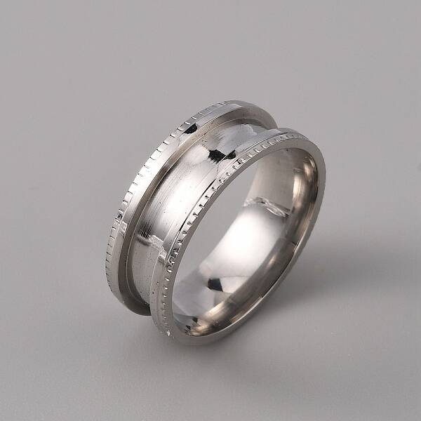 201 Stainless Steel Grooved Finger Ring Settings