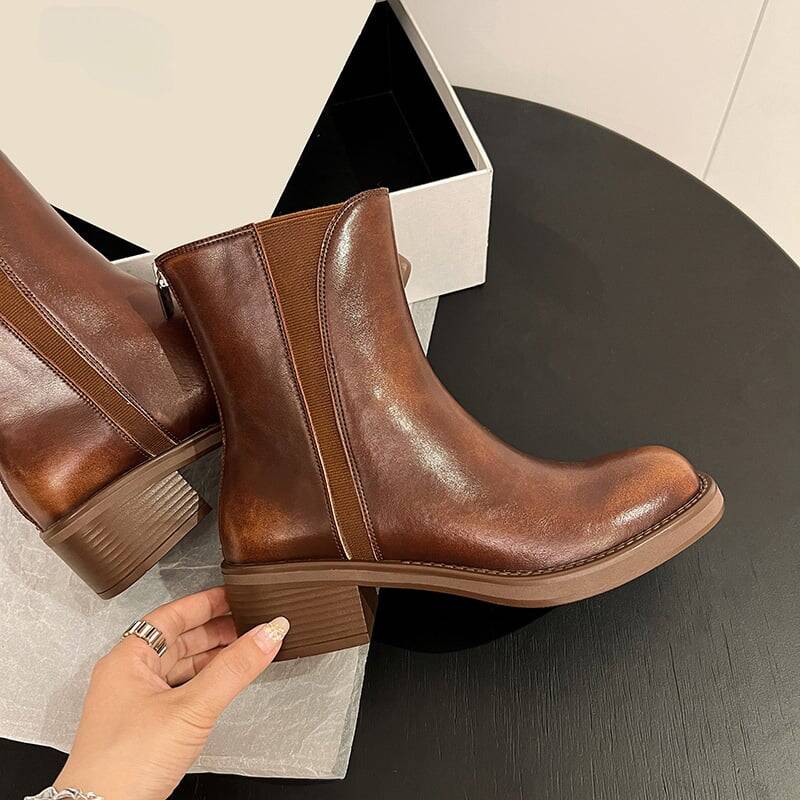 CHIKO Riki Square Toe Block Heels Ankle Boots